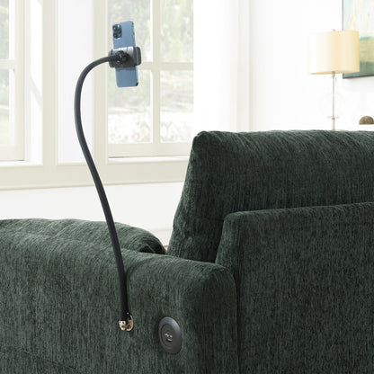 Canapé sectionnel en chenille avec pouf de rangement et poches, support de téléphone réglable, assise large, ensemble de canapé en L avec chargeur USB