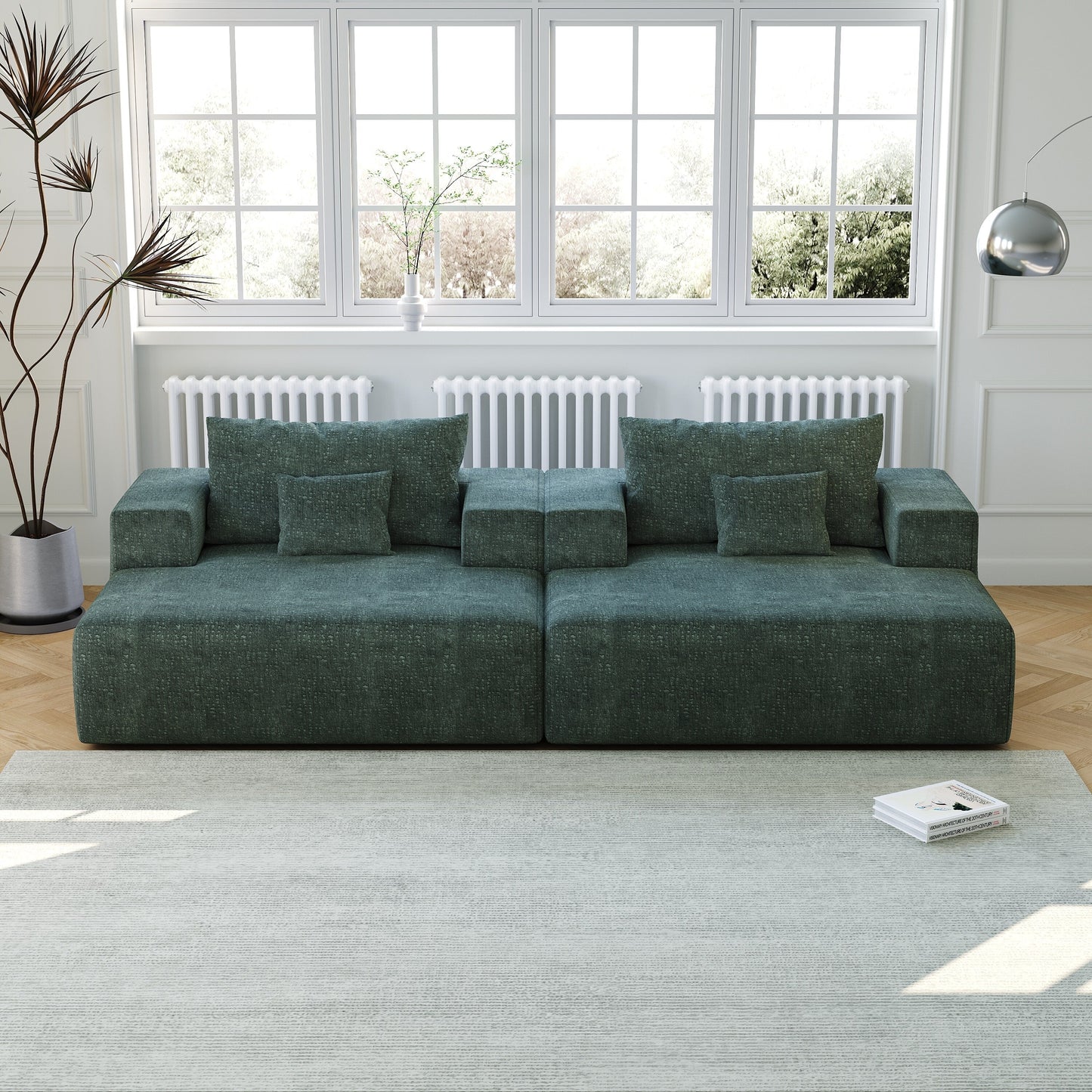 Canapé-lit simple en chenille avec coussin de dossier