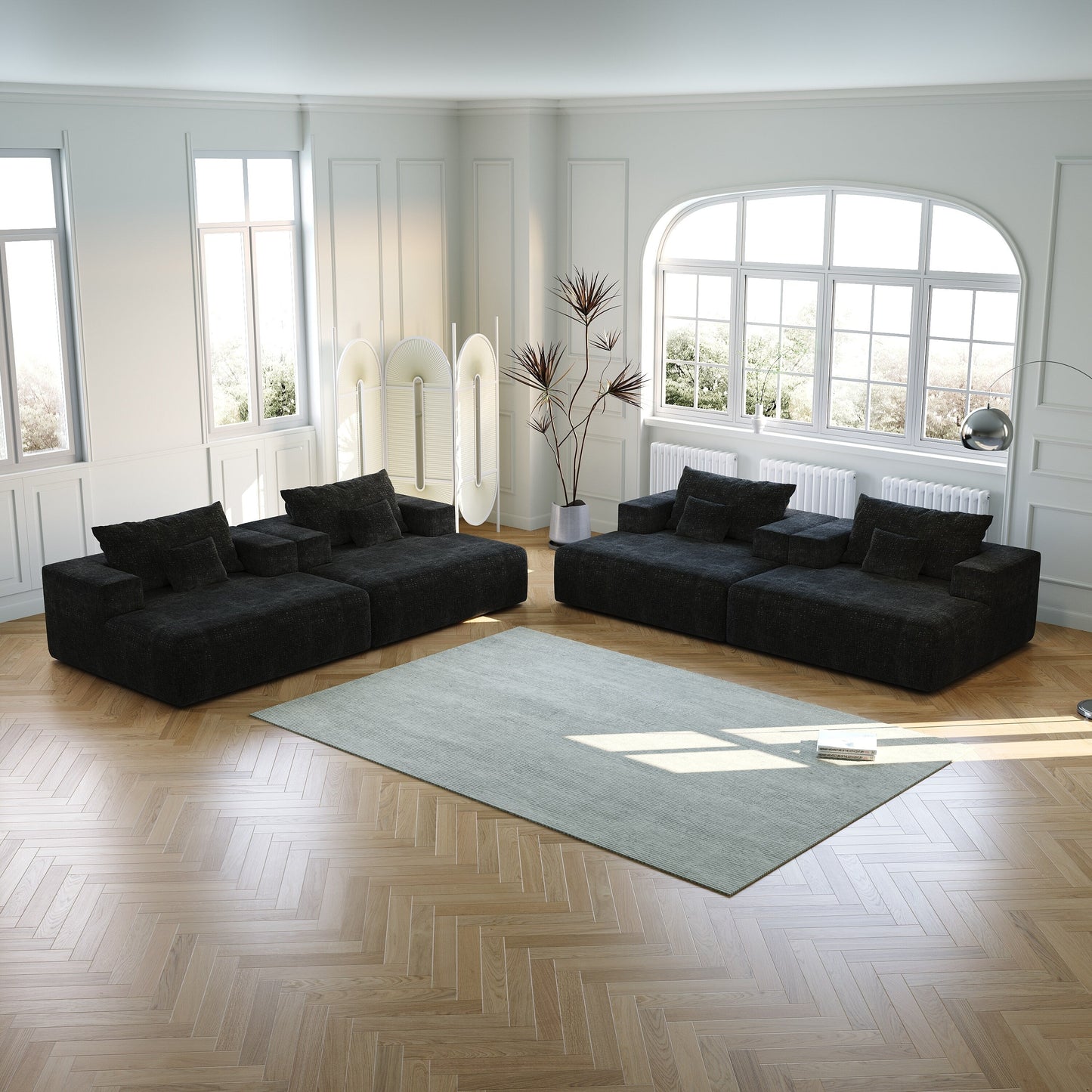 Canapé-lit simple en chenille avec coussin de dossier