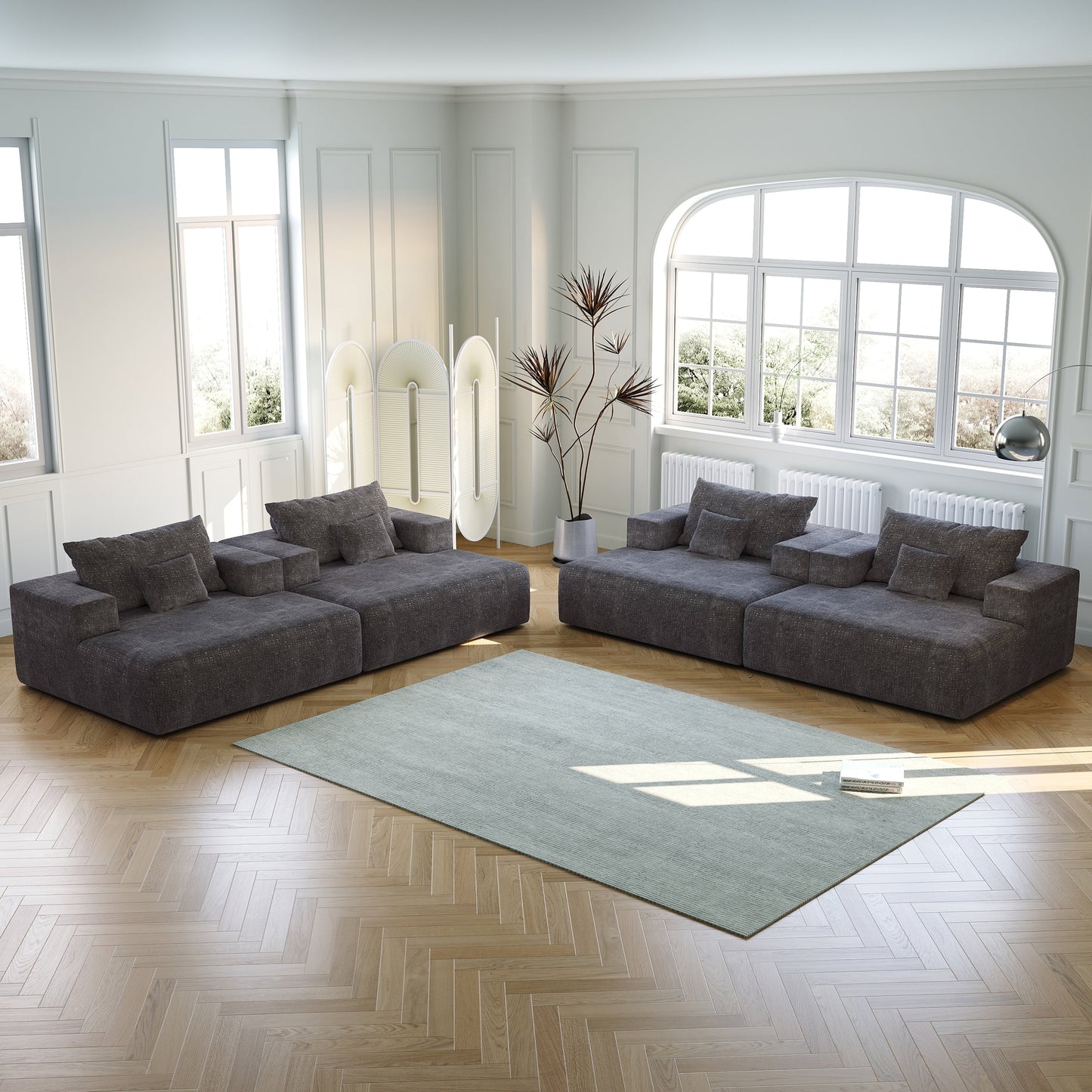 Canapé-lit simple en chenille avec coussin de dossier