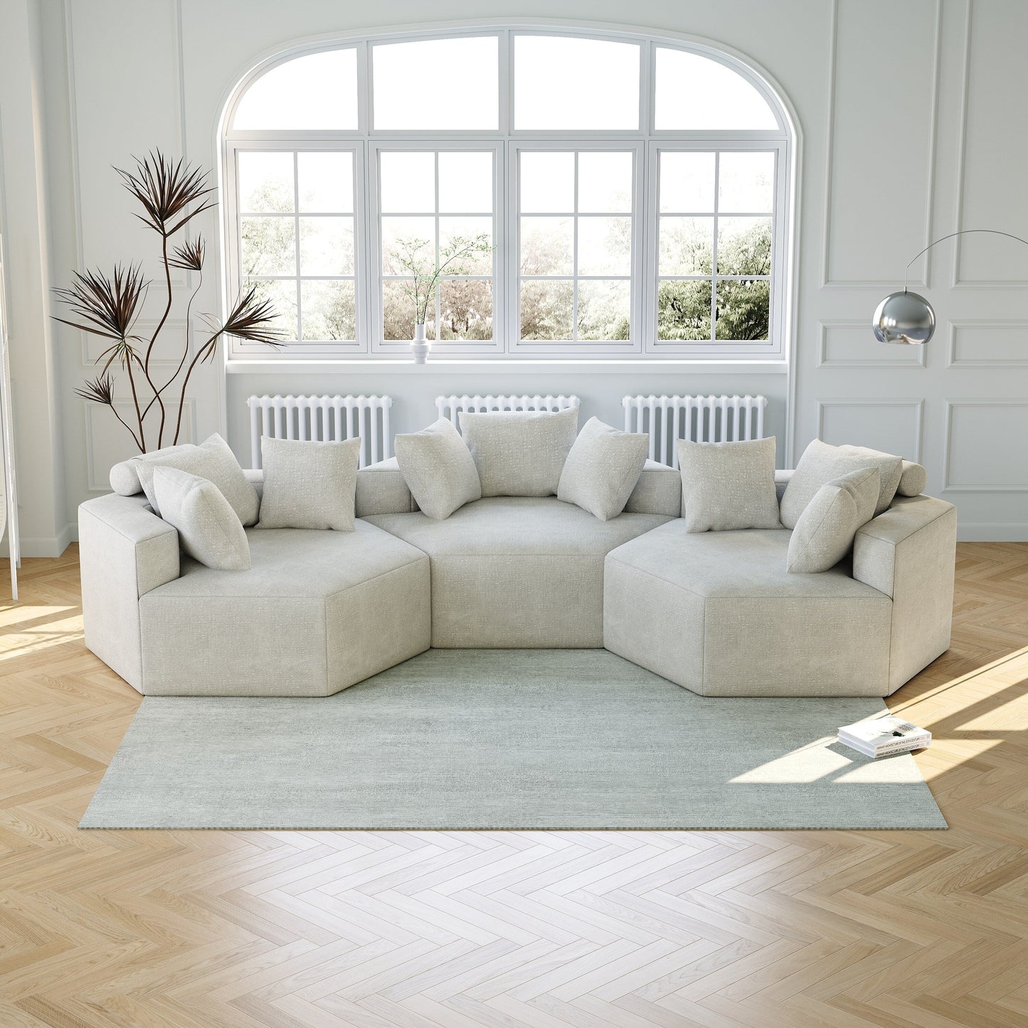 Canapé-lit simple en chenille avec coussin de dossier