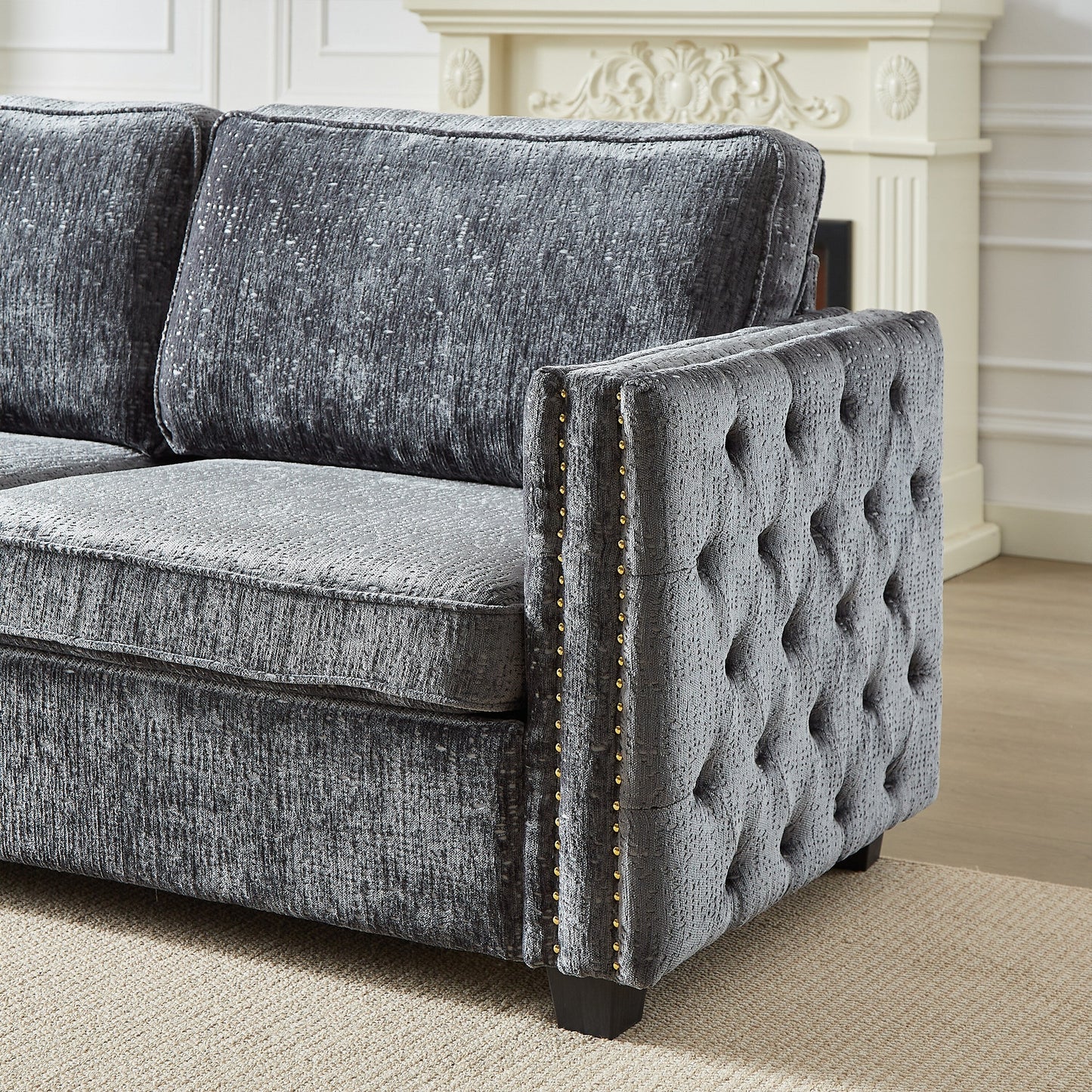 Canapé-lit en chenille avec matelas en mousse à mémoire de forme