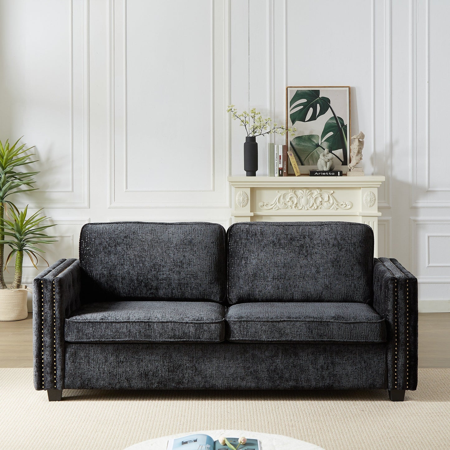 Canapé-lit en chenille avec matelas en mousse à mémoire de forme