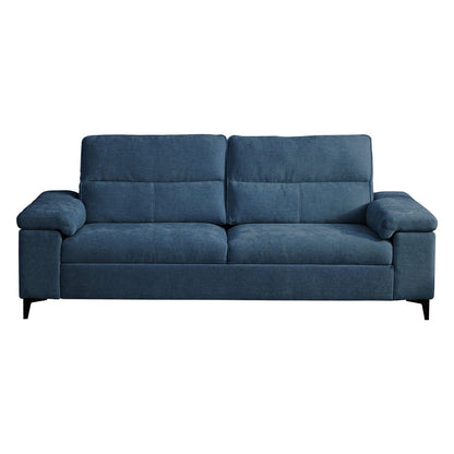 Canapé en chenille avec accoudoirs réglables et coussins extra épais