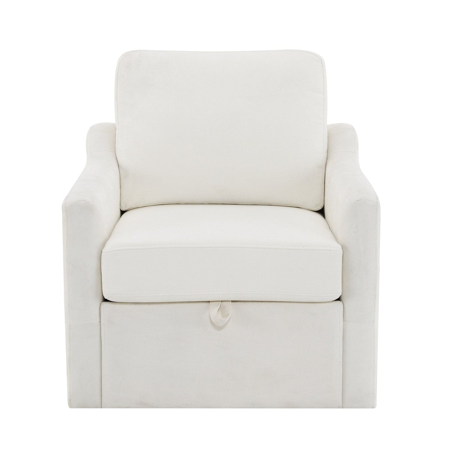 Fauteuil d'appoint pivotant en chenille - Fauteuil de chargement USB/Type-C avec poche pour livre pour salon et chambre