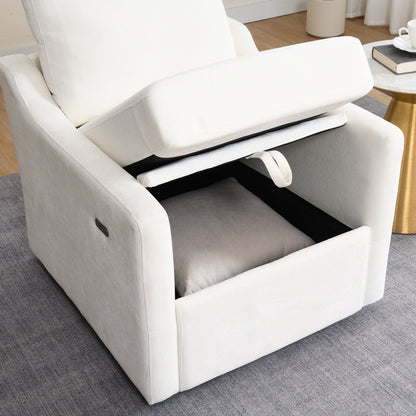 Fauteuil d'appoint pivotant en chenille - Fauteuil de chargement USB/Type-C avec poche pour livre pour salon et chambre