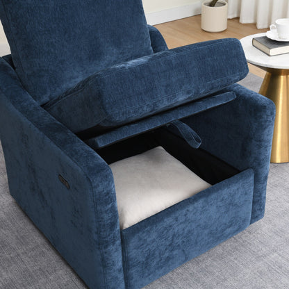 Fauteuil d'appoint pivotant en chenille - Fauteuil de chargement USB/Type-C avec poche pour livre pour salon et chambre