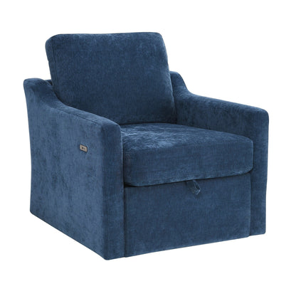 Fauteuil d'appoint pivotant en chenille - Fauteuil de chargement USB/Type-C avec poche pour livre pour salon et chambre