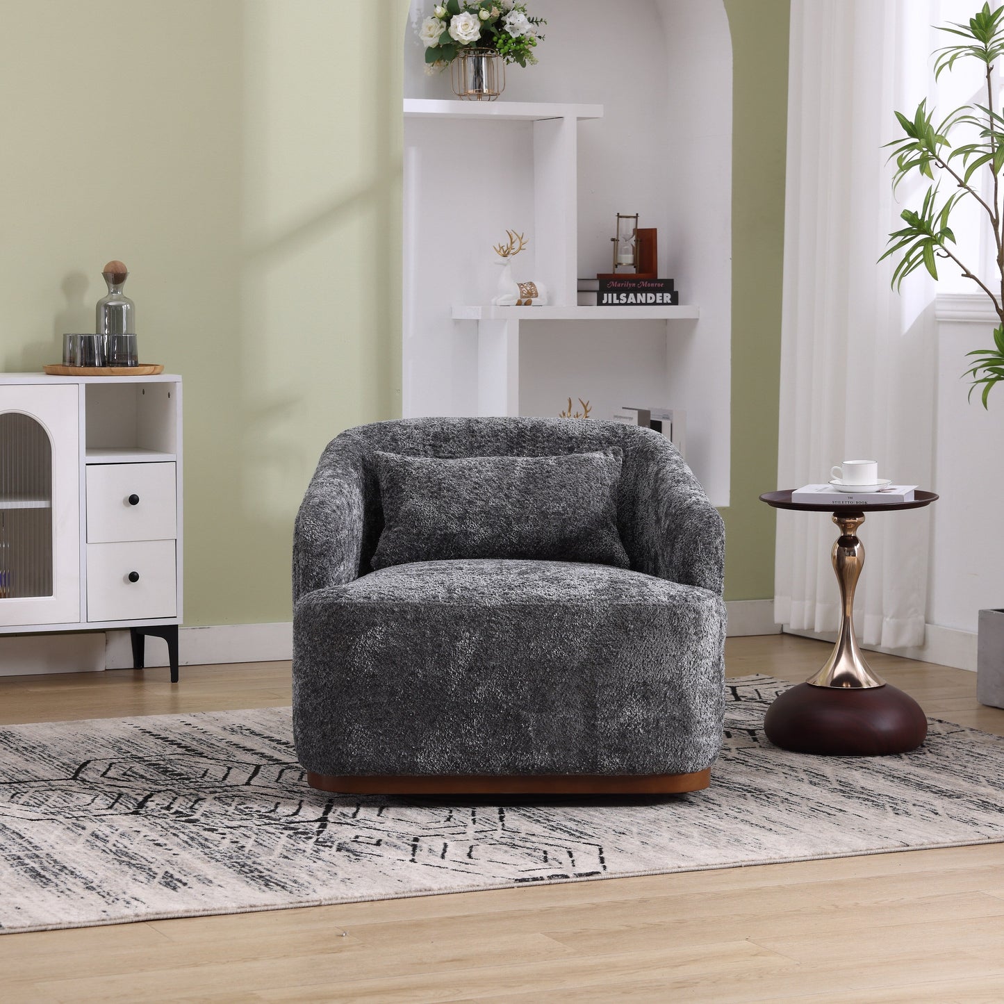 Fauteuil pivotant en chenille avec rotation à 360°, fauteuil d'appoint confortable pour salon, bureau ou salon