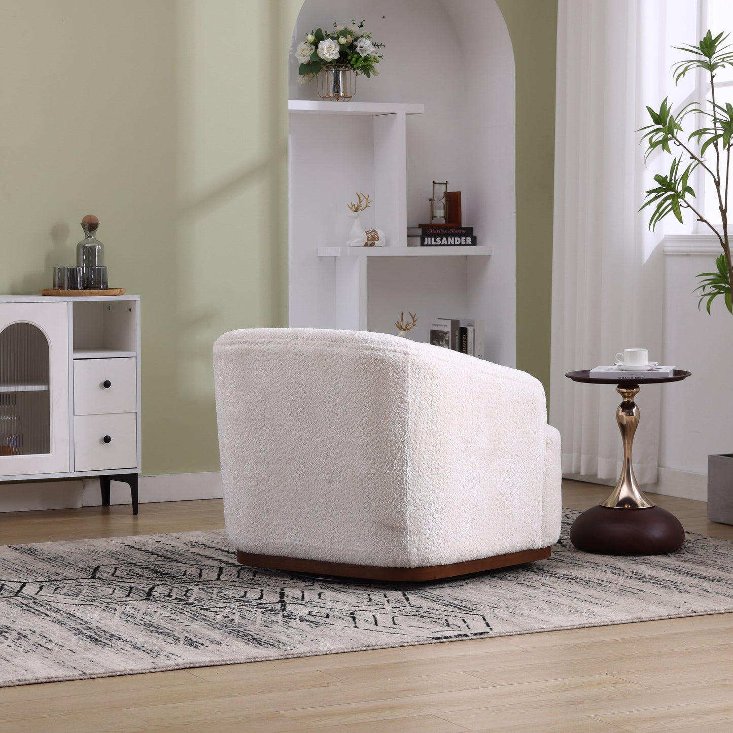 Fauteuil pivotant en chenille avec rotation à 360°, fauteuil d'appoint confortable pour salon, bureau ou salon