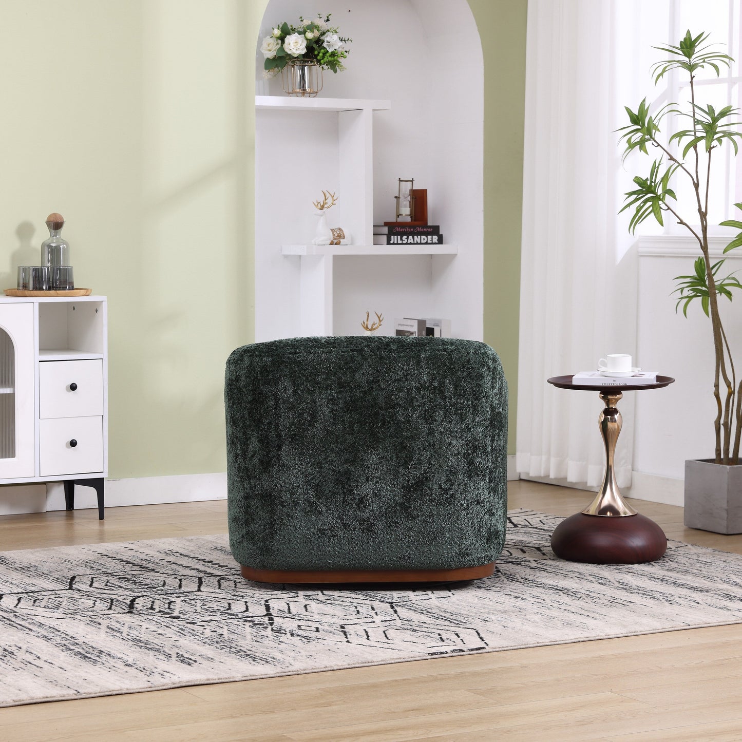 Fauteuil pivotant en chenille avec rotation à 360°, fauteuil d'appoint confortable pour salon, bureau ou salon