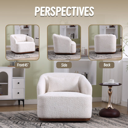 Fauteuil pivotant en chenille avec rotation à 360°, fauteuil d'appoint confortable pour salon, bureau ou salon