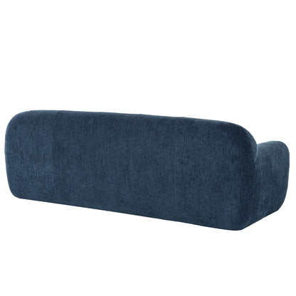 Canapé 3 places rembourré en chenille avec accoudoirs ronds, canapé de salon avec coussin capitonné, canapé futon entièrement en éponge compressée