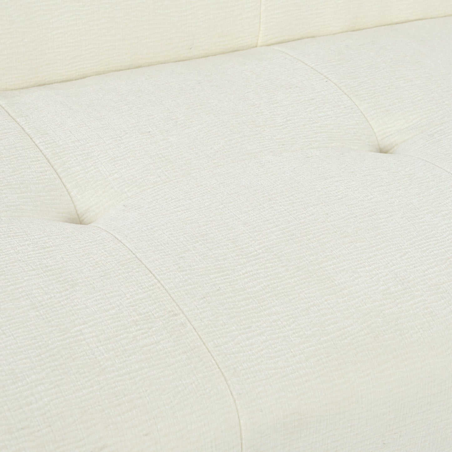 Canapé 3 places rembourré en chenille avec accoudoirs ronds, canapé de salon avec coussin capitonné, canapé futon entièrement en éponge compressée