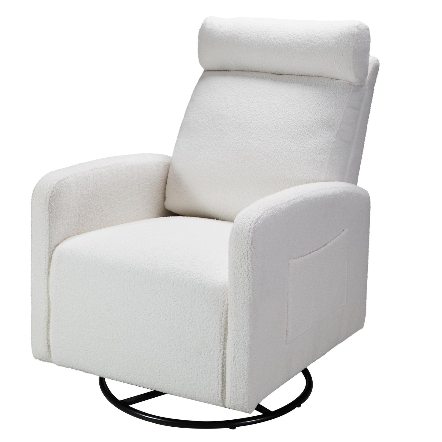 Fauteuil inclinable manuel pivotant à 360° avec coussin épais et poches latérales