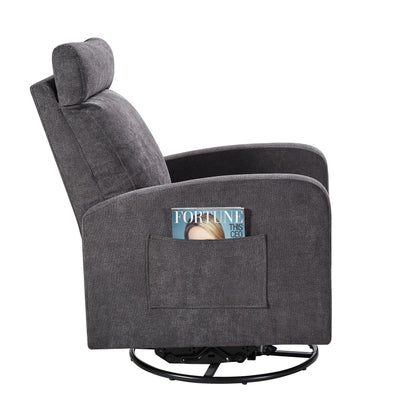 Fauteuil inclinable manuel pivotant à 360° avec coussin épais et poches latérales
