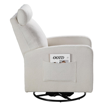 Fauteuil inclinable manuel pivotant à 360° avec coussin épais et poches latérales