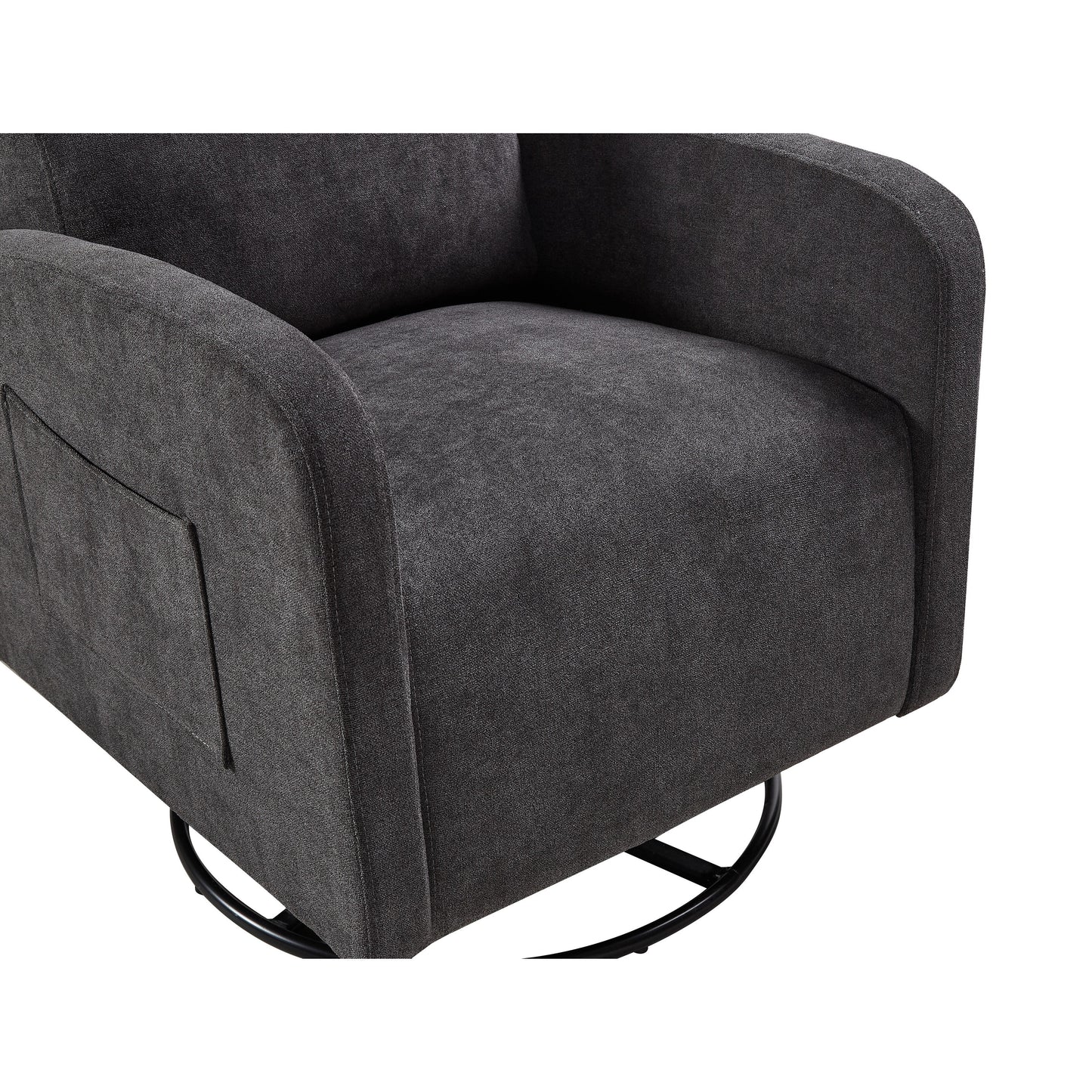 Fauteuil inclinable manuel pivotant à 360° avec coussin épais et poches latérales