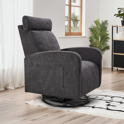 Fauteuil inclinable manuel pivotant à 360° avec coussin épais et poches latérales