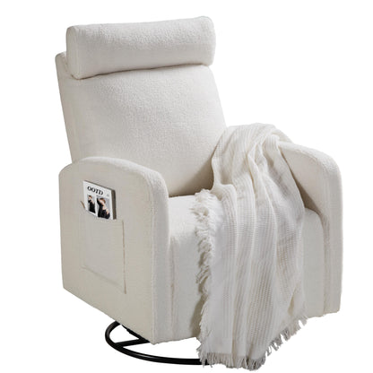 Fauteuil inclinable manuel pivotant à 360° avec coussin épais et poches latérales