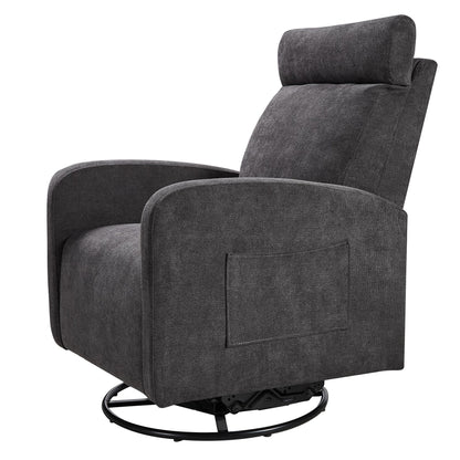 Fauteuil inclinable manuel pivotant à 360° avec coussin épais et poches latérales
