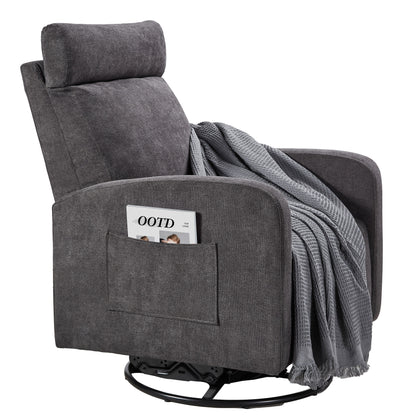 Fauteuil inclinable manuel pivotant à 360° avec coussin épais et poches latérales