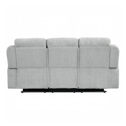 Canapé à mouvement manuel rembourré en chenille avec 2 porte-gobelets, gris clair