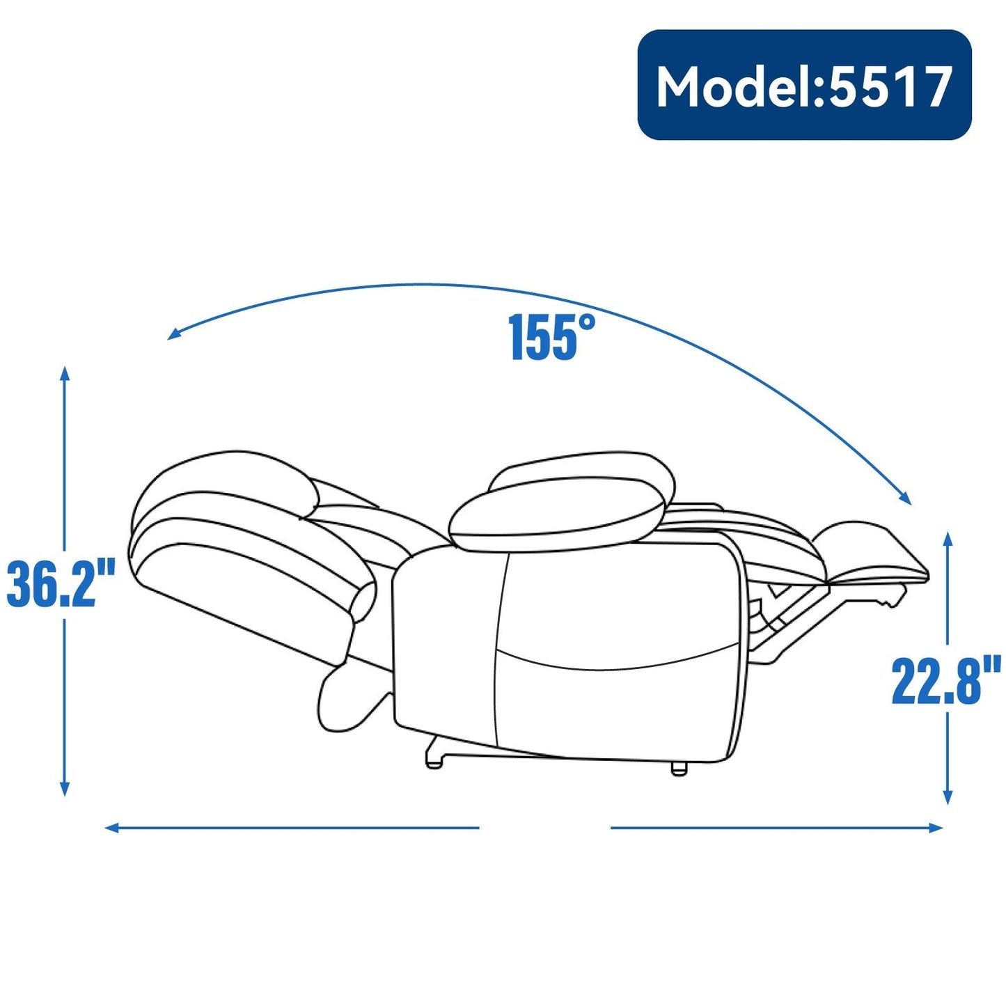 Fauteuil inclinable électrique rembourré en chenille avec massage par vibrations à 8 points, chauffage lombaire, ports USB et Type-C, porte-gobelets