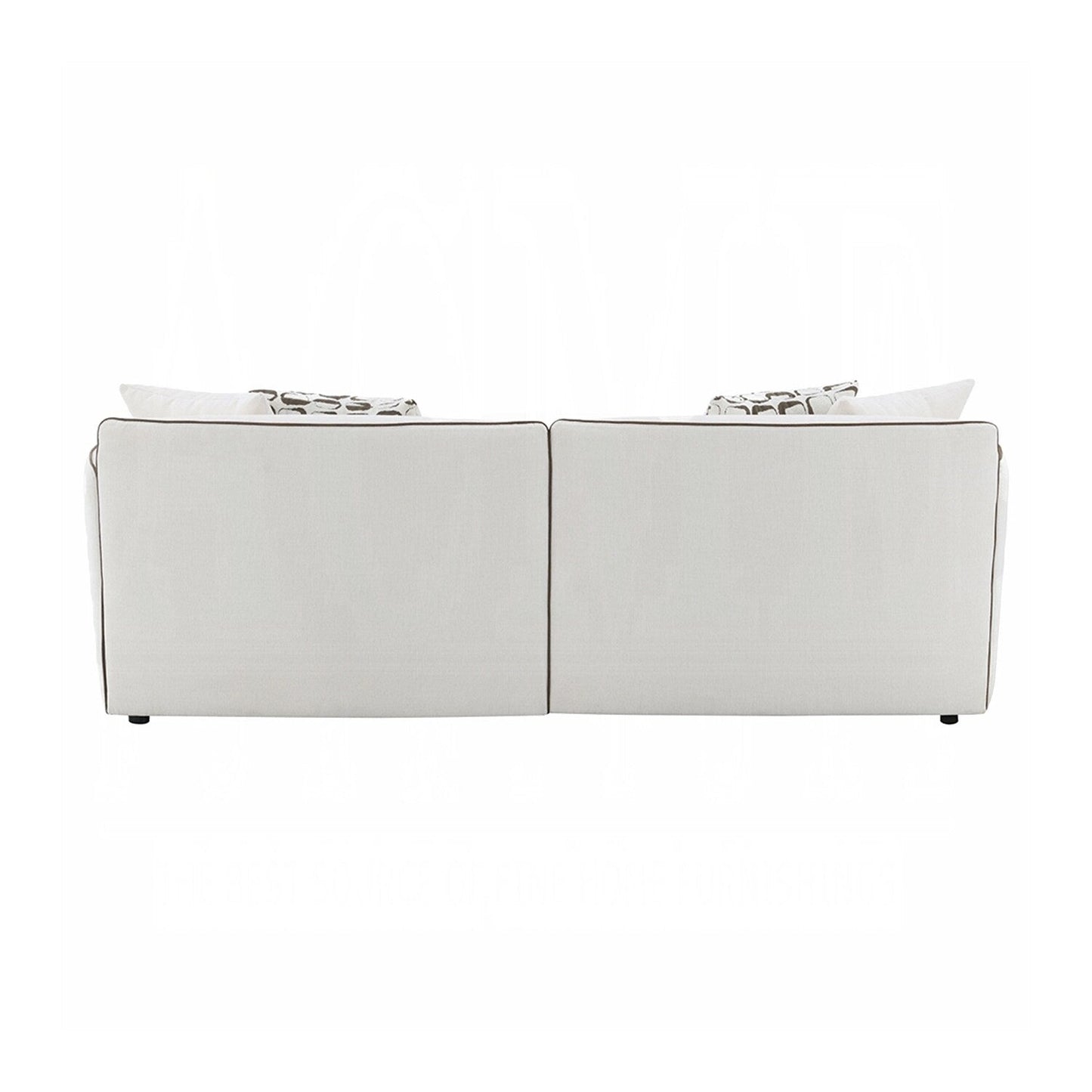 Canapé rembourré en chenille beige avec 4 coussins