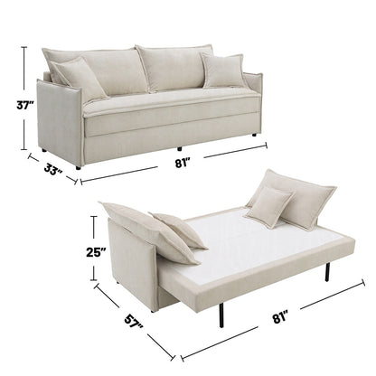 Canapé-lit gigogne en chenille beige