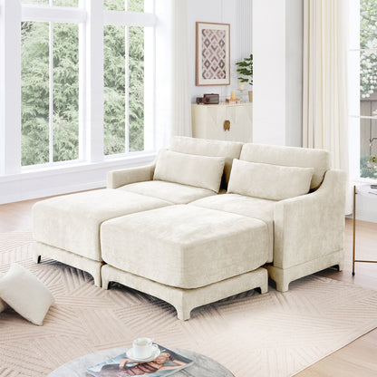 Canapé deux places en tissu chenille