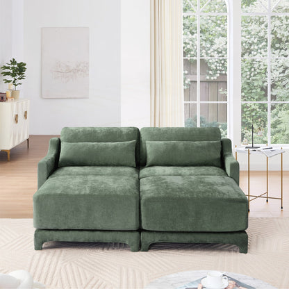 Canapé deux places en tissu chenille