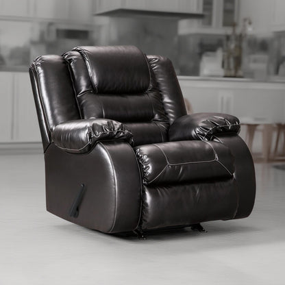 Fauteuil inclinable à bascule manuel Cherie, similicuir noir brillant