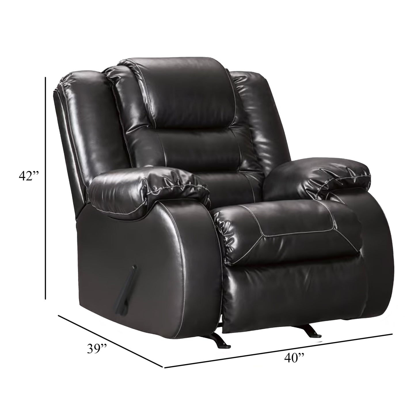 Fauteuil inclinable à bascule manuel Cherie, similicuir noir brillant