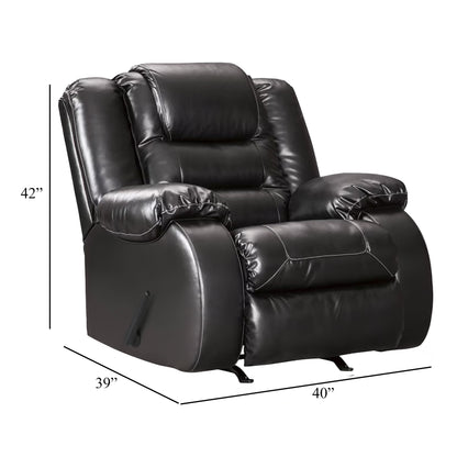 Fauteuil inclinable à bascule manuel Cherie, similicuir noir brillant