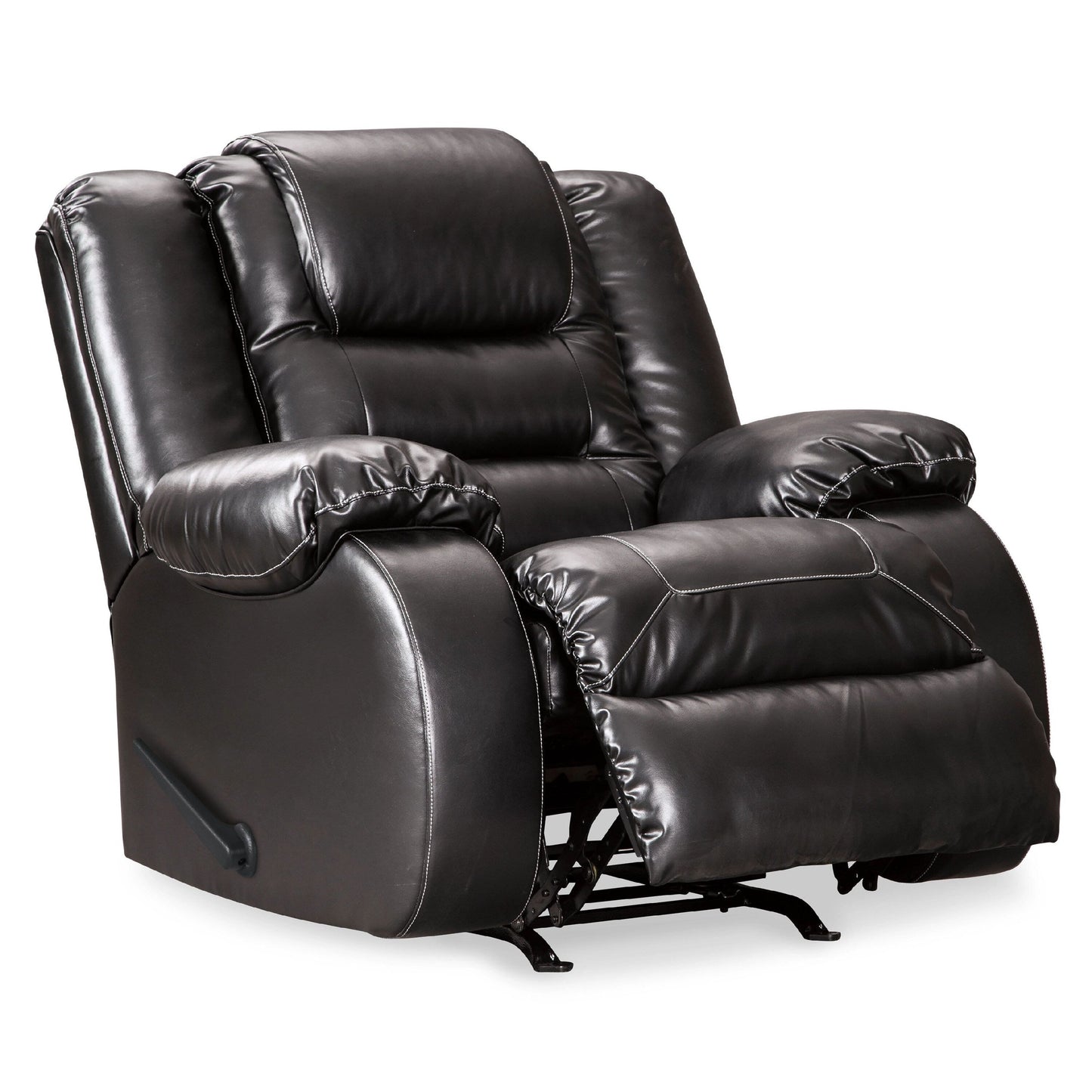 Fauteuil inclinable à bascule manuel Cherie, similicuir noir brillant