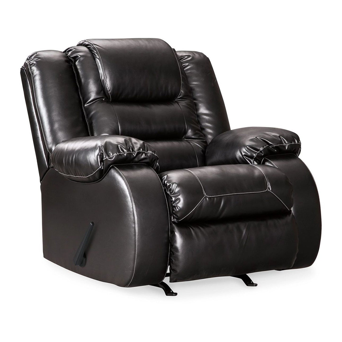 Fauteuil inclinable à bascule manuel Cherie, similicuir noir brillant