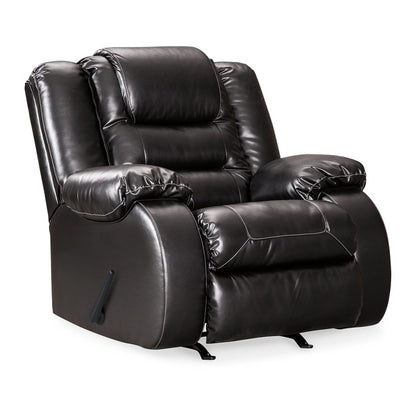 Fauteuil inclinable à bascule manuel Cherie, similicuir noir brillant