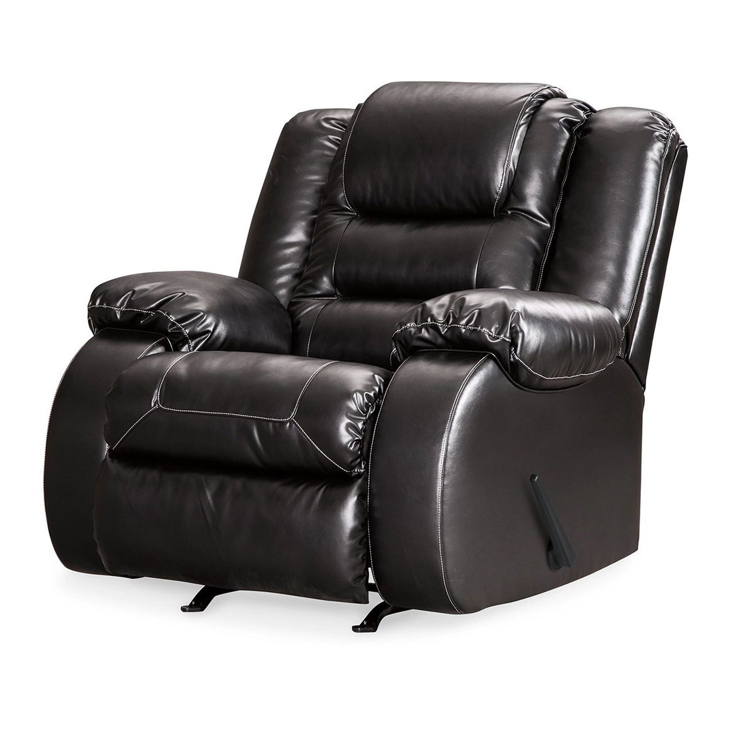 Fauteuil inclinable à bascule manuel Cherie, similicuir noir brillant