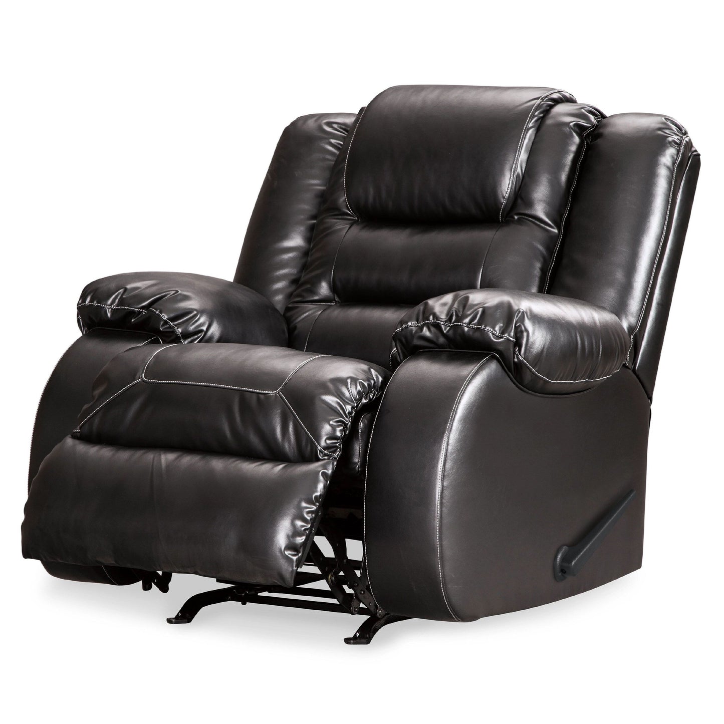 Fauteuil inclinable à bascule manuel Cherie, similicuir noir brillant