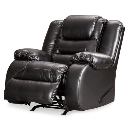 Fauteuil inclinable à bascule manuel Cherie, similicuir noir brillant