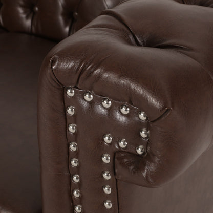 Canapé Chesterfield 3 places avec capitonnage à boutons et clous décoratifs