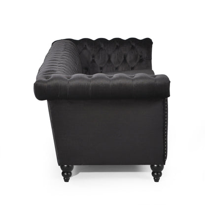 Canapé Chesterfield 3 places avec capitonnage à boutons et clous décoratifs