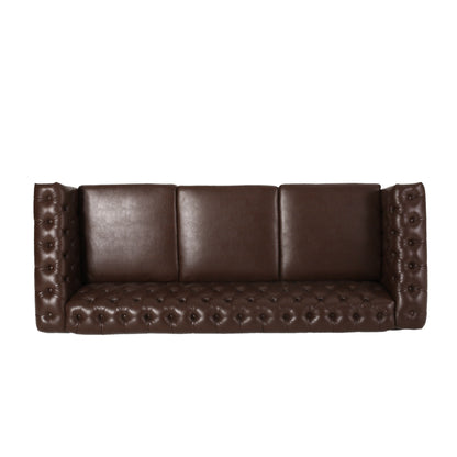 Canapé Chesterfield 3 places avec capitonnage à boutons et clous décoratifs