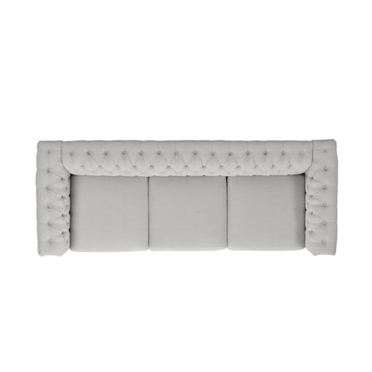 Canapé Chesterfield 3 places avec capitonnage à boutons et clous décoratifs