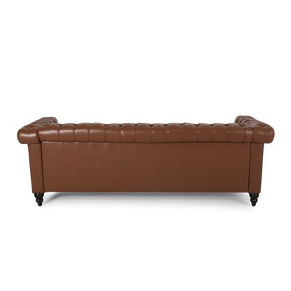 Canapé Chesterfield 3 places avec capitonnage à boutons et clous décoratifs