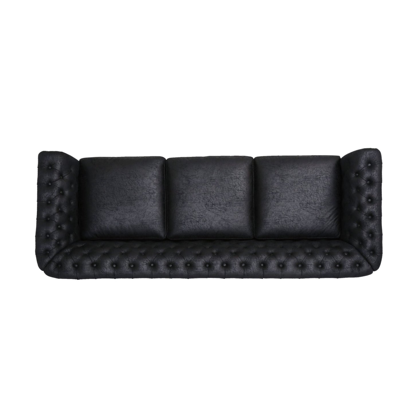 Canapé Chesterfield 3 places capitonné à boutons 84,75 avec clous et pieds en bois pour le salon