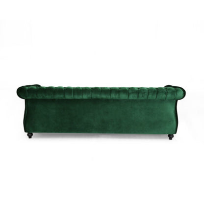 Canapé Chesterfield 3 places capitonné à boutons 84,75 avec clous et pieds en bois pour le salon