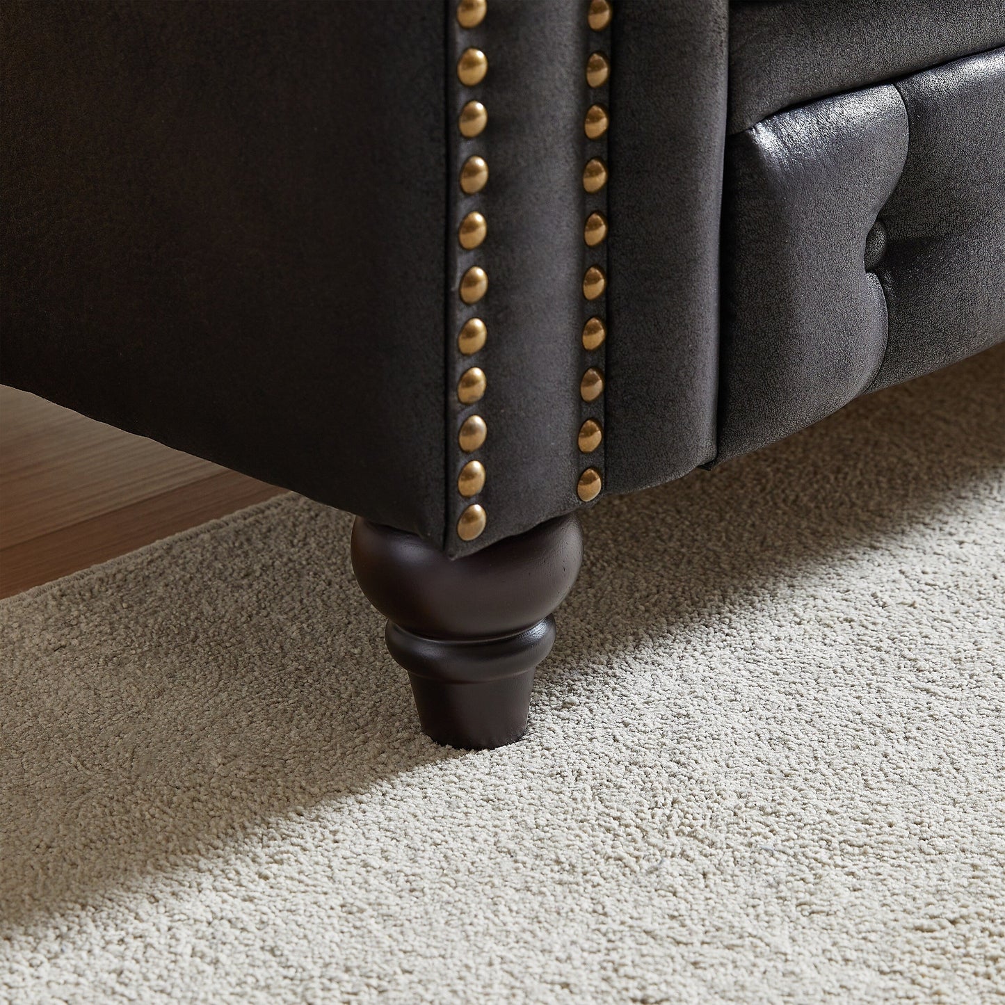 Canapé 3 places Chesterfield 85.5 en tissu technique avec coussins