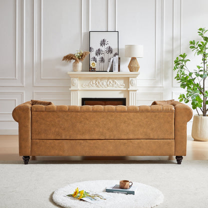 Canapé 3 places Chesterfield 85.5 en tissu technique avec coussins